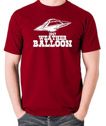 T Shirt UFO - 1947 Weather Balloon rouge brique