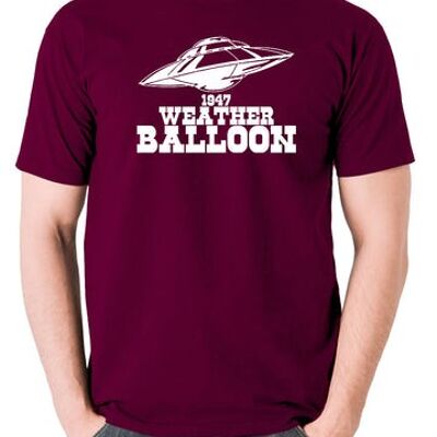 UFO T Shirt - 1947 Weather Balloon burgundy