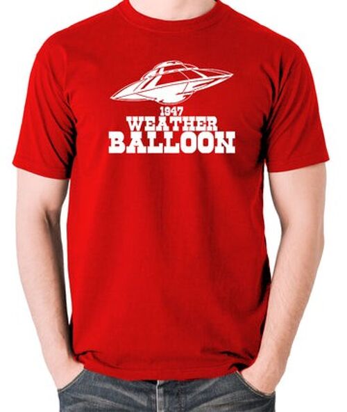 UFO T Shirt - 1947 Weather Balloon red