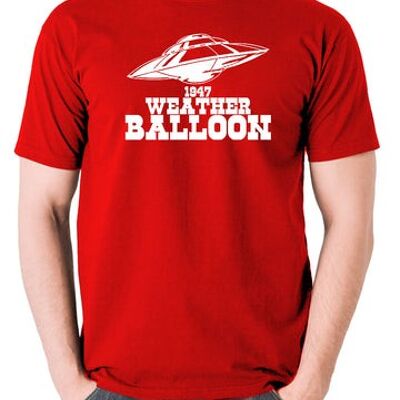 T Shirt OVNI - 1947 Weather Balloon rouge