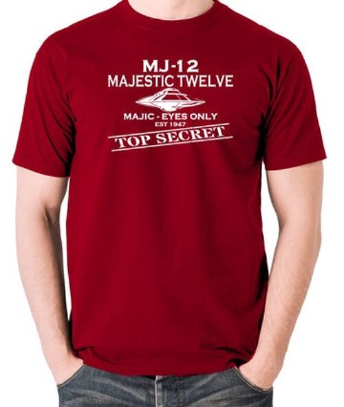 UFO T Shirt - Majestic 12 brick red