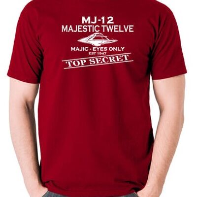 UFO T Shirt - Majestic 12 brick red