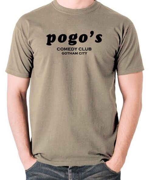 Joker Inspired T Shirt - Pogo's Comedy Club Gotham City  khaki