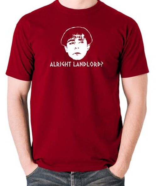Plebs Inspired T Shirt - Alright Landlord? brick red
