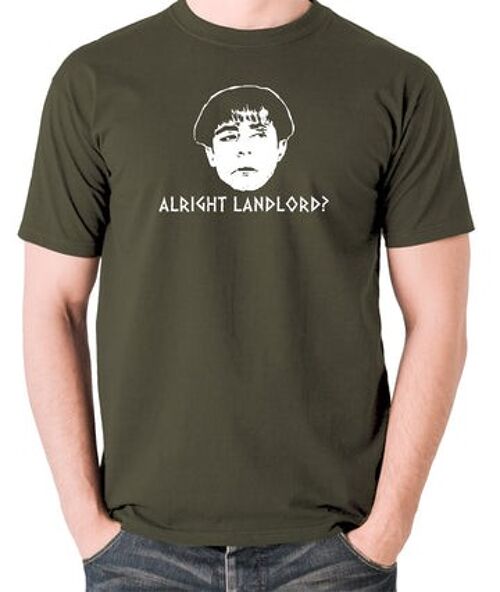 Plebs Inspired T Shirt - Alright Landlord? olive