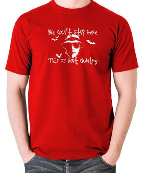 Fear And Loathing In Las Vegas Inspired T Shirt - We Can't Stop Here This Is Bat Country red