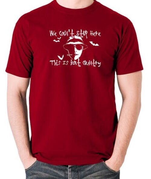 Fear And Loathing In Las Vegas Inspired T Shirt - We Can't Stop Here This Is Bat Country brick red