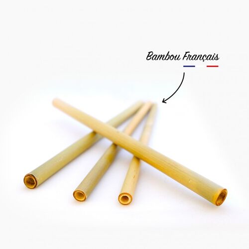 4 Pailles en bambou Français