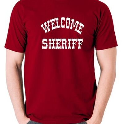 Maglietta ispirata a Blazing Saddles - Welcome Sheriff rosso mattone