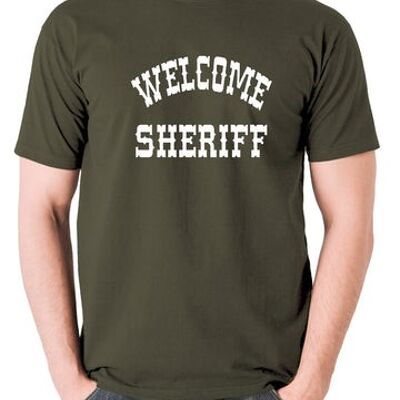 T-shirt inspiré des selles flamboyantes - Welcome Sheriff olive