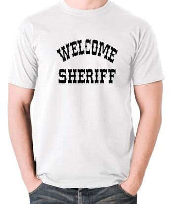 T-shirt inspiré de Blazing Saddles - Welcome Sheriff blanc