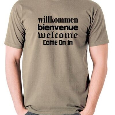 T-shirt inspiré des selles flamboyantes - Willkommen Bienvenue Welcome Come On In kaki