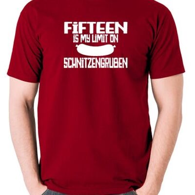 Camiseta inspirada en Blazing Saddles - Quince es mi límite en Schnitzengruben rojo ladrillo