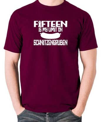T-shirt inspiré des selles flamboyantes - Quinze est ma limite sur Schnitzengruben bordeaux