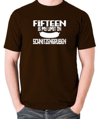 T-shirt inspiré des selles flamboyantes - Quinze est ma limite sur le chocolat Schnitzengruben