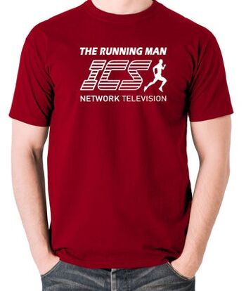 The Running Man Inspired T Shirt - ICS Network Television rouge brique