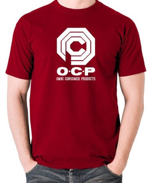 Robocop Inspired T Shirt - O.C.P Omni Consumer Products brick red