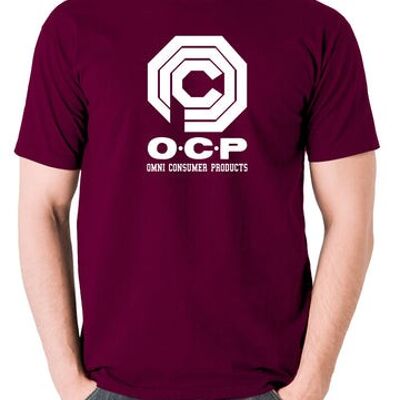 Robocop Inspired T Shirt - O.C.P Omni Consumer Products burgundy