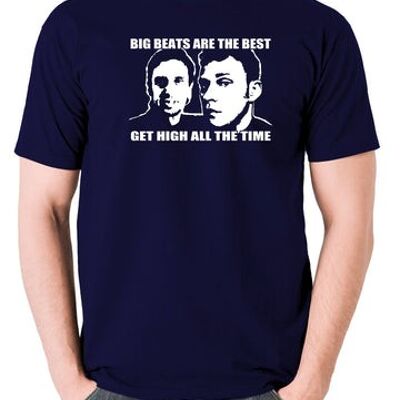 Camiseta inspirada en Peep Show - Big Beats Are The Best, Get High All The Time azul marino