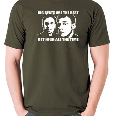 T-shirt inspiré du Peep Show - Big Beats Are The Best, Get High All The Time olive