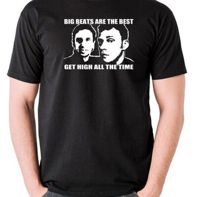 Camiseta inspirada en Peep Show - Big Beats Are The Best, Get High All The Time negro