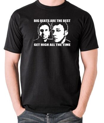 T-shirt inspiré de Peep Show - Big Beats Are The Best, Get High All The Time noir