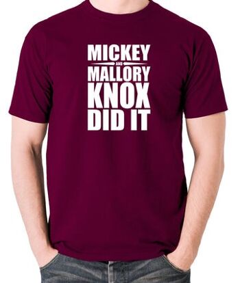 T-shirt inspiré des tueurs nés naturels - Mickey et Mallory Knox l'ont fait bordeaux