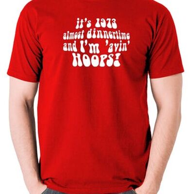 Life On Mars, Ashes To Ashes Inspired T Shirt - It's 1973, Almost Dinnertime And I'm 'Avin' Hoops red