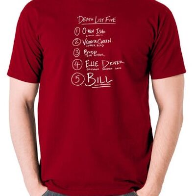 Camiseta inspirada en Kill Bill - Death List Five rojo ladrillo