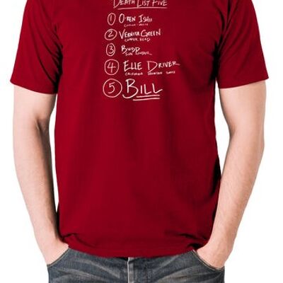 Kill Bill Inspired T Shirt - Death List Five brick red