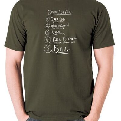 Kill Bill Inspired T Shirt - Death List Five olive