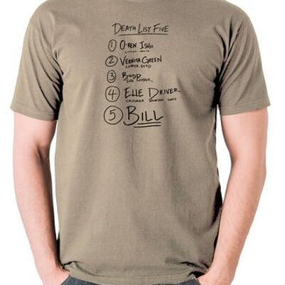 Kill Bill Inspired T Shirt - Death List Five khaki