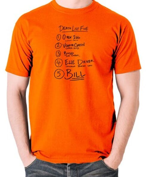 Kill Bill Inspired T Shirt - Death List Five orange
