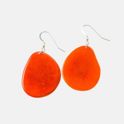 Folha Tagua Nut Earrings - Orange