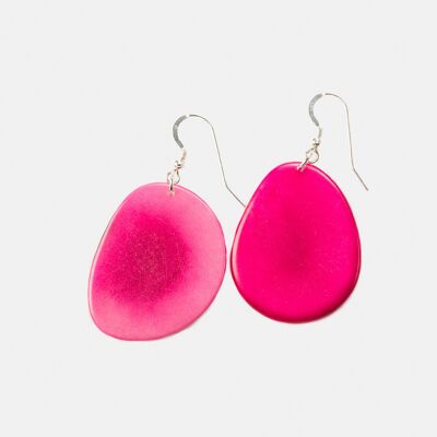 Folha Tagua Nut Earrings - Pink