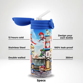 IZY Children x Paw Patrol - 350 ml - Rescue Knights & Gourde / bouteille d'eau / thermos / gourde / isotherme / eau / école / tasse / 2