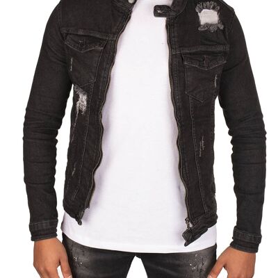 Jeansjacke Grau Schwarz Industrie 5715