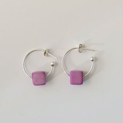 Leticia Maxi Square Tagua Nut Earring - Purple