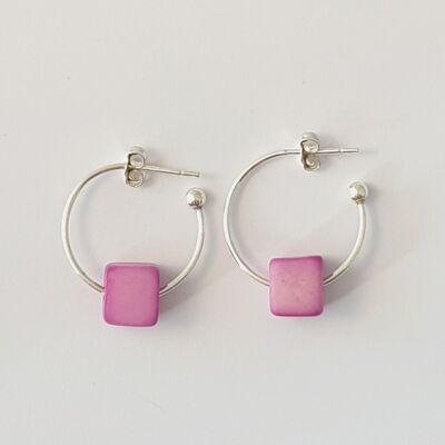 Leticia Maxi Square Tagua Nut Earring - Pink