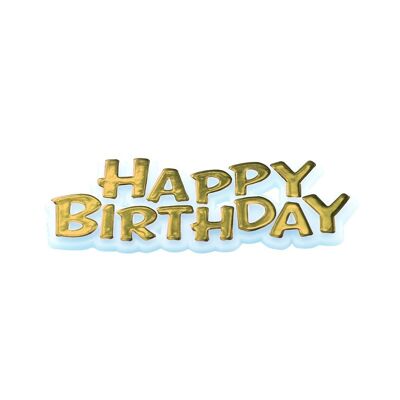 Happy Birthday Motto Cake Topper Oro
