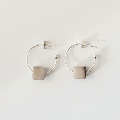 Leticia Maxi Square Tagua Nut Earring - Grey