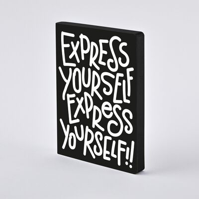 Express Yourself - Graphic L | Notebook A5+ | Dotted Journal | 3.5mm dot grid | 256 numbered pages | 120g premium paper | leather black | sustainably produced in Germany