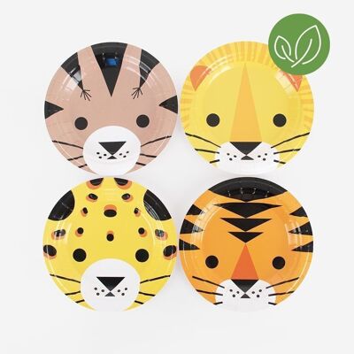 8 Platos de papel: mini felinos