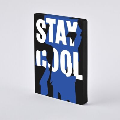 Stay Cool - Graphic L | Notizbuch A5+ | Dotted Journal | 3,5mm Punktraster | 256 nummerierte Seiten | 120g Premium-Papier | Leder schwarz | nachhaltig produziert in Deutschland
