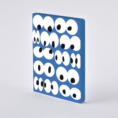 Eyes On You - Graphic L | Notebook A5+ | Dotted Journal | 3.5mm dot grid | 256 numbered pages | 120g premium paper | leather black | sustainably produced in Germany