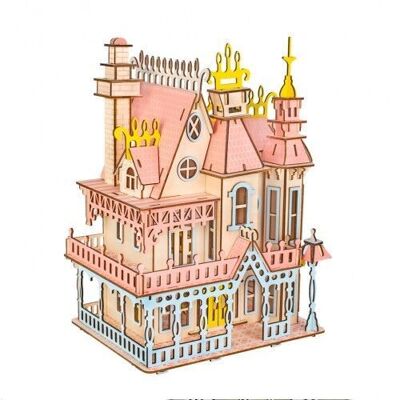 Bouwpakket Poppenhuis Villa Fantasia- klein 1:36- kleur