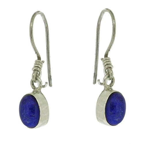 Lapis Lazuli Oval Stone Drop Earrings and Presentation Box