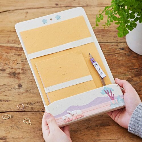 Colourful Elephant Dung Stationery Folder Set - Natural