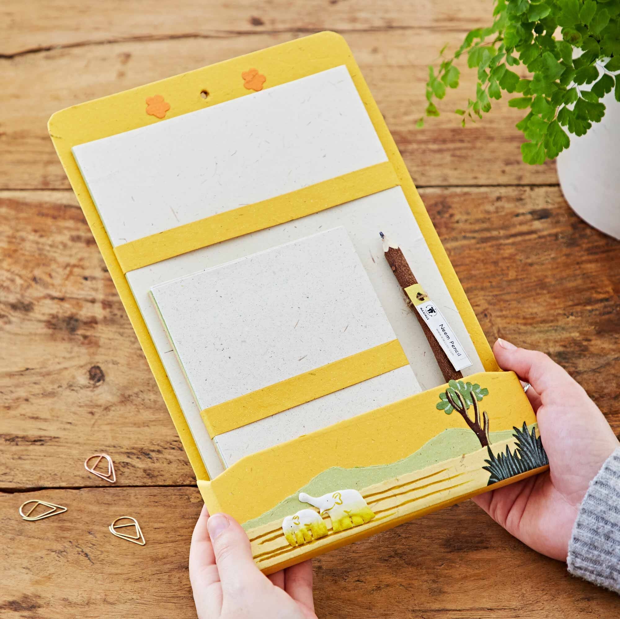 Juego de carpetas de papelería de estiércol de elefante colorido - Amarillo