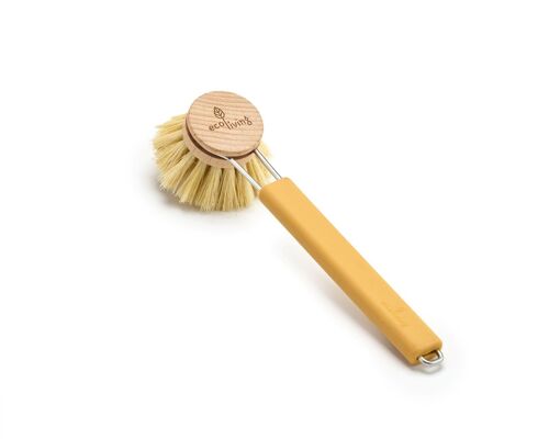 Dish Brush with Replaceable Head - Natural Plant Bristles (FSC 100%) - Yellow